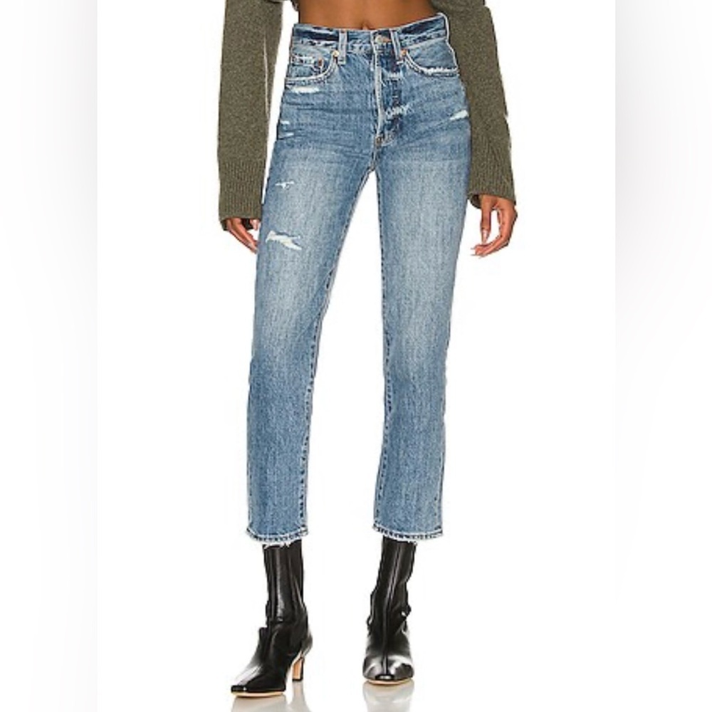 Pistola Straight Leg Charlie High Rise Distressed Denim 
Size 26
